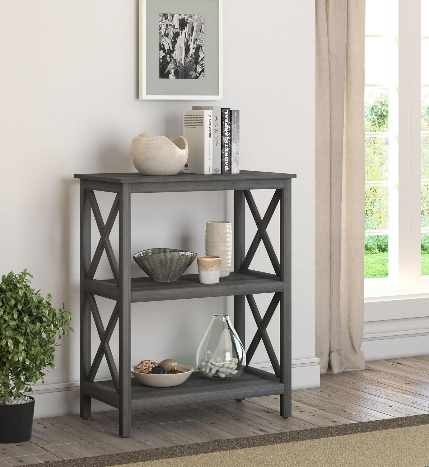 ClickDecor Thompson 3-Tier Accent Shelf， Dark Gray