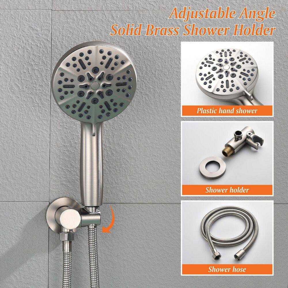 Satico Single-Handle Wall Mount Roman Tub Faucet with Round Hand Shower in Brushed Nickel (Valve Included) SS88031DA