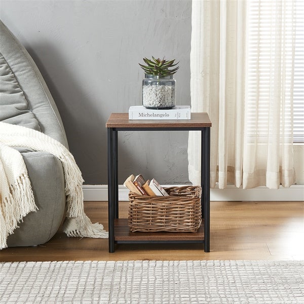 Tall Frame End Table Metal and Wood Side Table