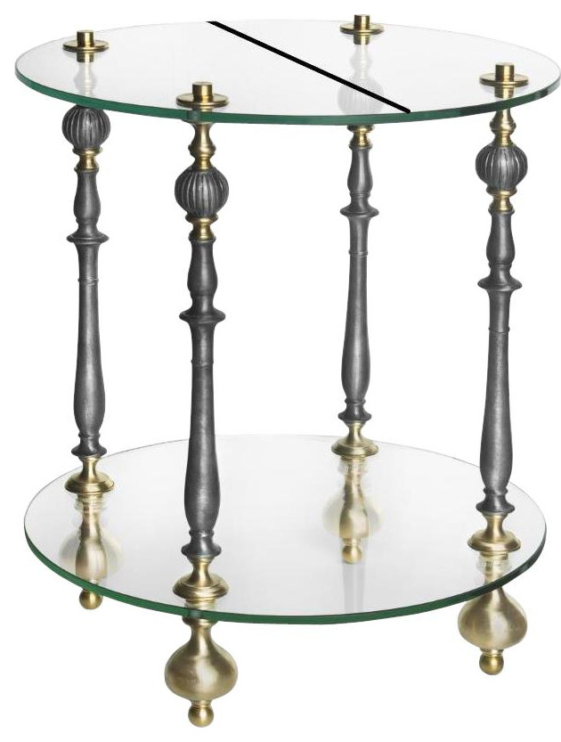 Side Table Talissa Luna Bella 2 Tier Glass Top Silver Brass Metal   Traditional   Side Tables And End Tables   by EuroLuxHome  Houzz