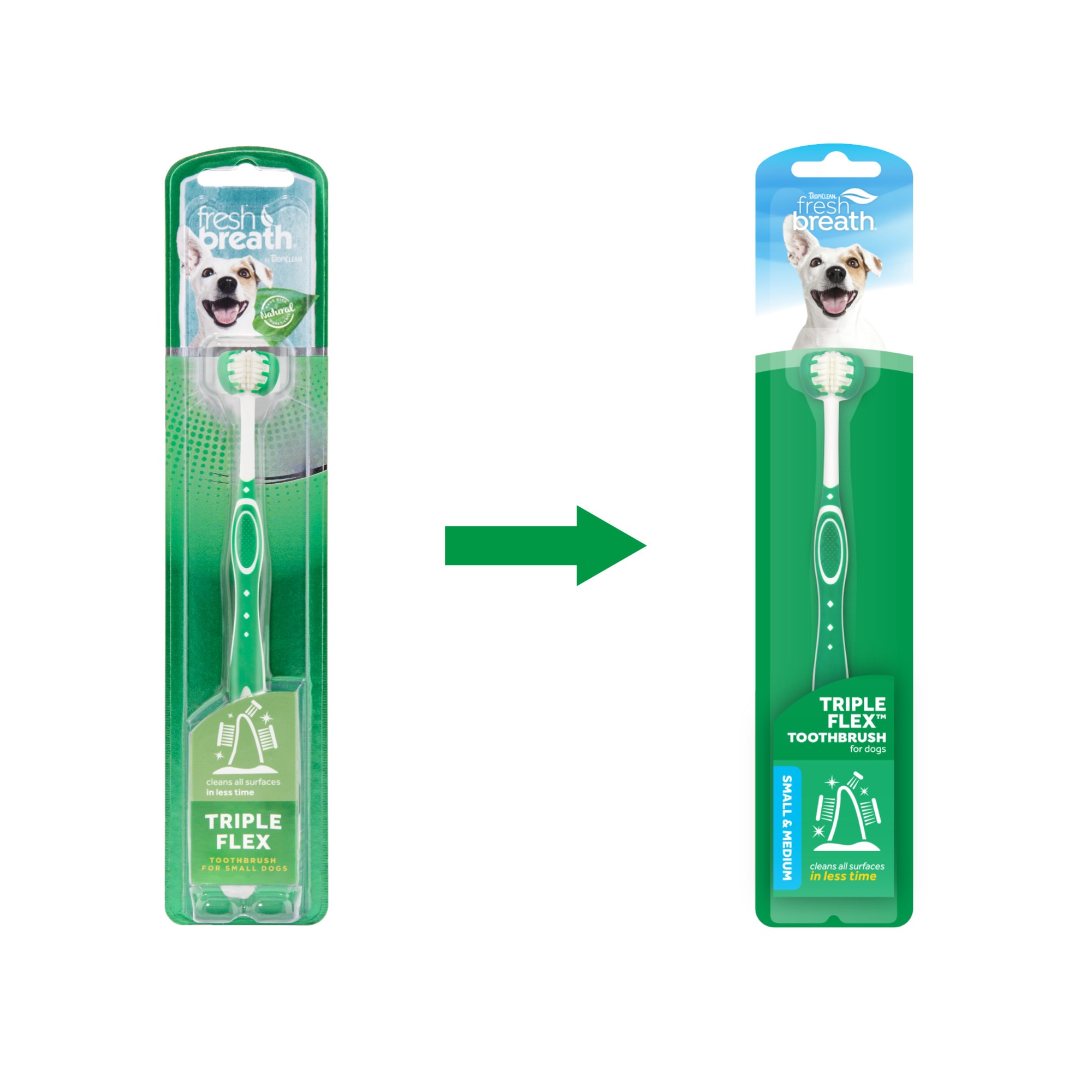 TROPICLEAN Fresh Breath Triple Flex Toothbrush for Small amp; Medium Dogs