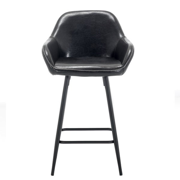 Bucket Upholstered Dark Accent Barstool Chair (Set of 2)