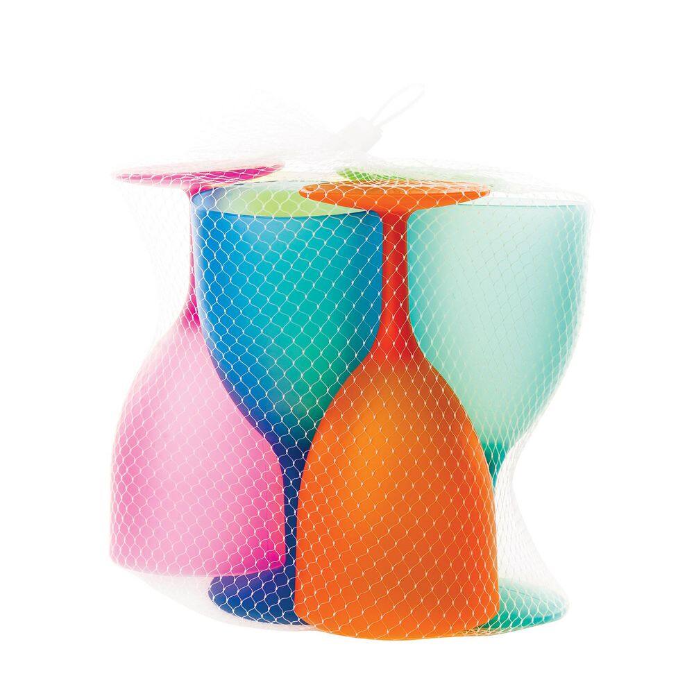 LEXI HOME 14 oz. Colorful Plastic Reusable Water Goblets (Set of 6) MW1911