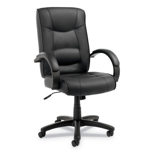 Alera Strada Series High-Back Swivel/Tilt Top-Grain Leather Chair， Supports Up to 275 lb， 17.91 to 21.85 Seat Height， Black (SR41LS10B)