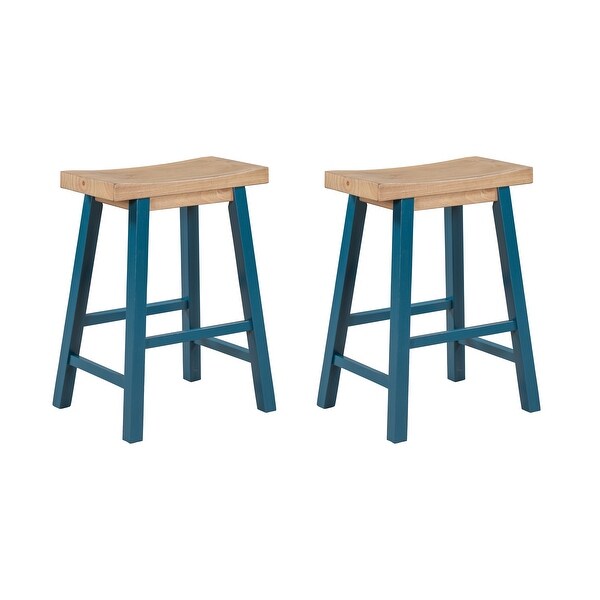 Farmhouse Rustic 2-piece Counter Height Wood Kitchen Dining Stools