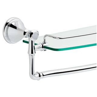 Delta Cassidy 18 in. Glass Bathroom Shelf with Towel Bar in Chrome 79710