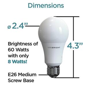 Viribright 60-Watt Equivalent Cool White (4000K) A19 E26 Base LED Light Bulbs (12-Pack) 750339-12