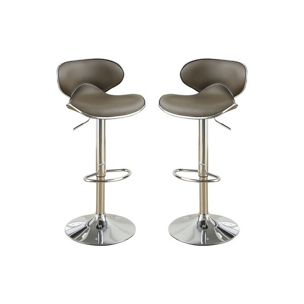 Espresso Faux Leather Bar Stools， Set of 2