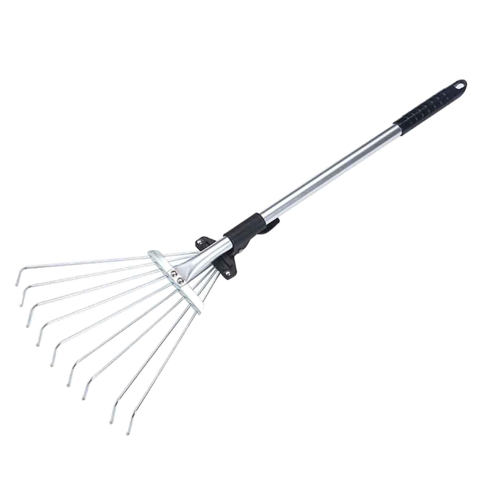 Telescopic Garden Leaf Rake, Lightweight Collect Loose Debris Versatile Collapsible Adjustable Folding Head for Gardening Plants