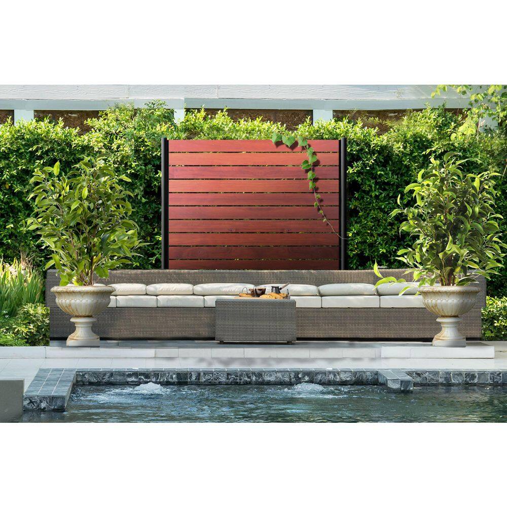 OUTDECO 75 in. x 2 in. x 2in. Black Galvanized Steel Fence Post and Welded Base Plate (Privacy Panels and Slat Fence Installs) ODP75