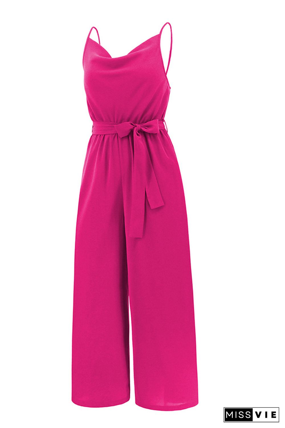 Swing Collar Wide Leg Cami Jumpsuit