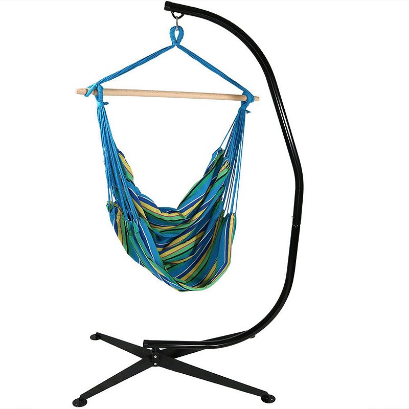 Sunnydaze Hanging Rope Hammock Chair Swing With C-stand