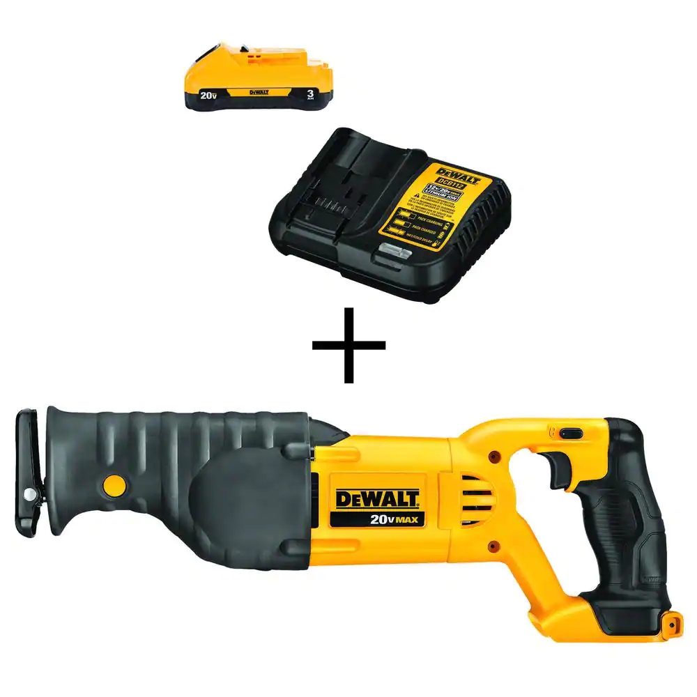 DEWALT 20-Volt MAX Cordless Reciprocating Saw with (1) 20-Volt Battery 3.0Ah and Charger