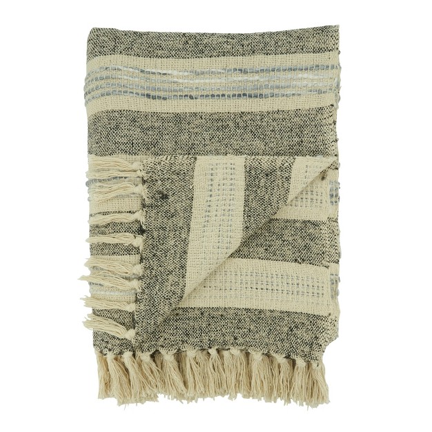 Saro Lifestyle Striped Throw Blanket With Fringed Edges