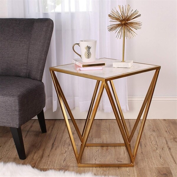 Jasmine Marble Brass Side Table (Set of 2) Limited Price offer