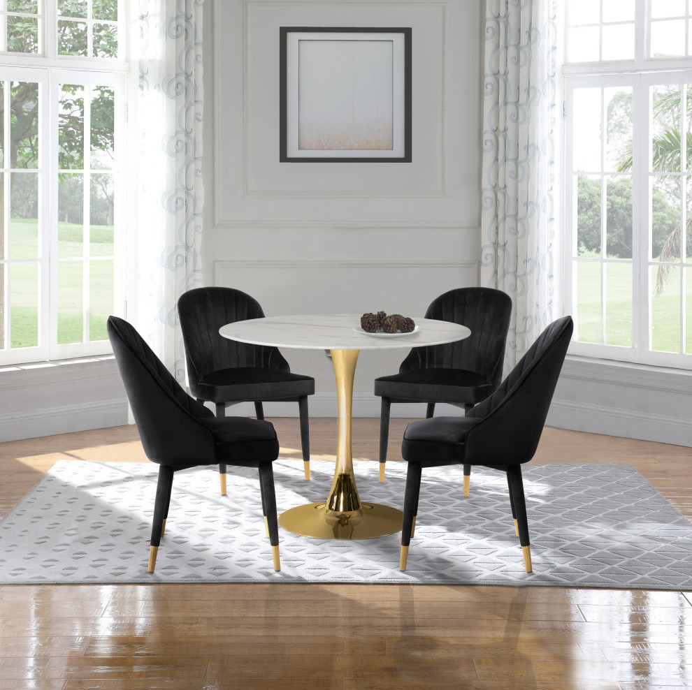 Belle Velvet Dining Chair  Set of 2   Midcentury   Dining Chairs   by Meridian Furniture  Houzz