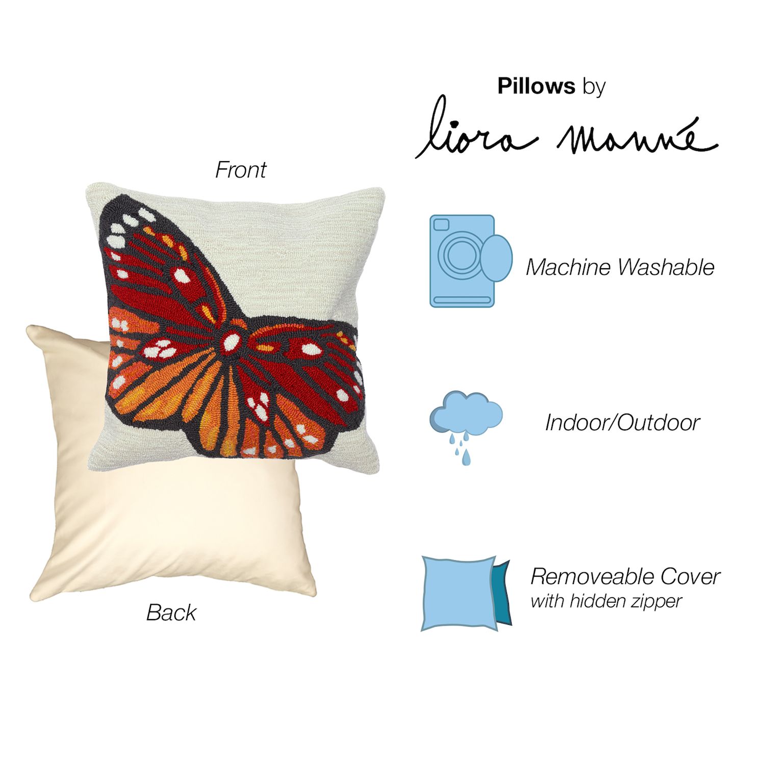 Liora Manne Front Porch Butterfly Indoor/Outdoor Pillow