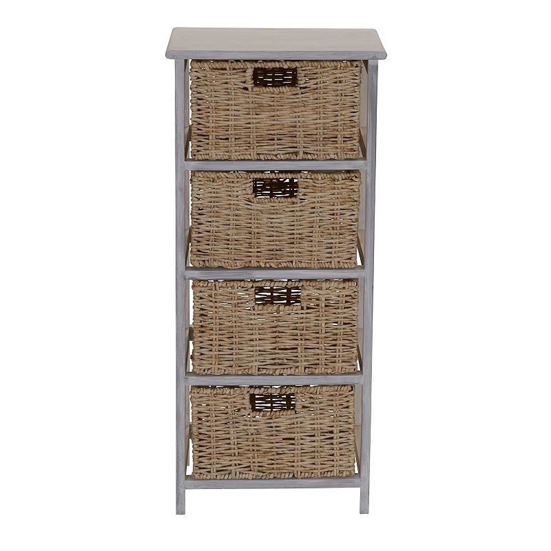 Household Essentials Whitewash 4-Basket Storage Chest