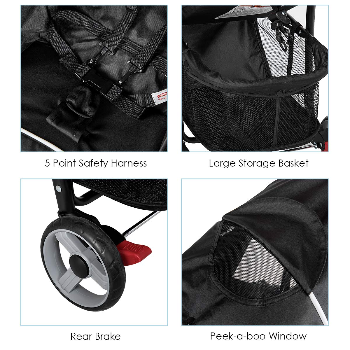 Costzon Lightweight Baby Stroller, Foldable Stroller with 5-Point Safety System and Multi Position Reclining Seat