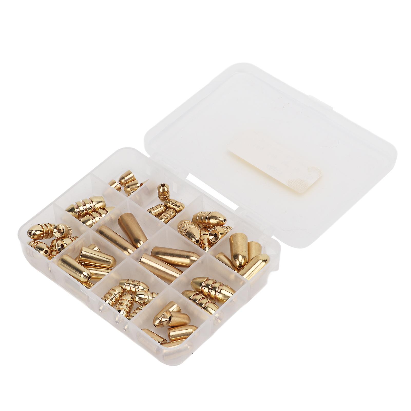 46pcs Fishing Brass Sinkers Weights Kit Tackle Sinkers With Box For Freshwater Saltwater Bass Fishing