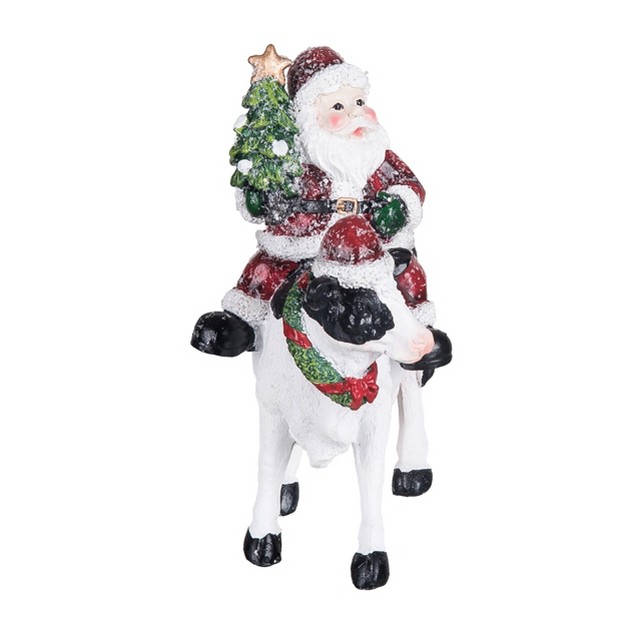 Transpac Resin 6 2 In Multicolor Christmas Santa And Cow Figurine