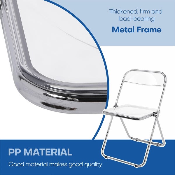 Modern Transparent Acrylic Folding Chair with Metal Frame