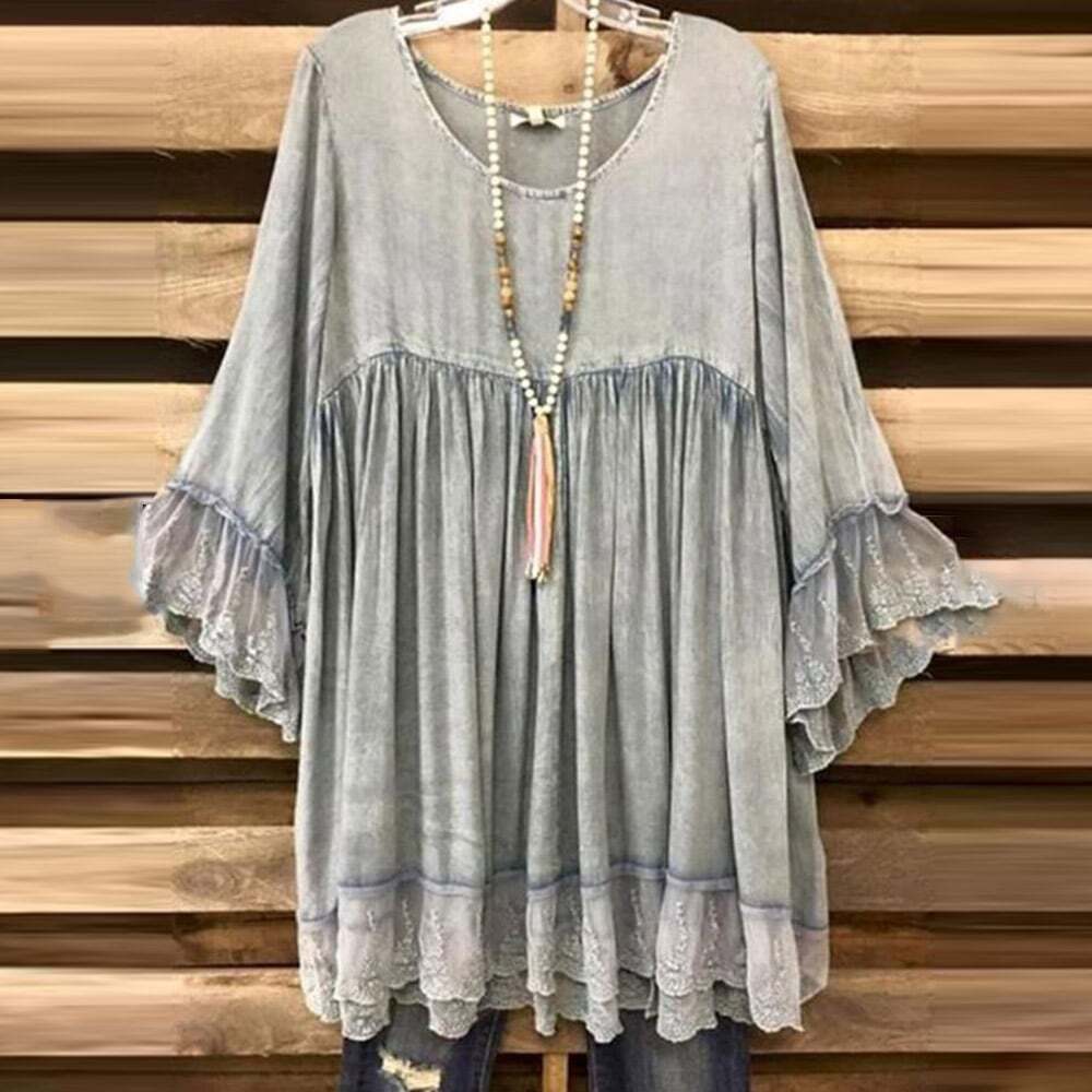 Casual Long Sleeve Round collar Plain Shirts & Tops