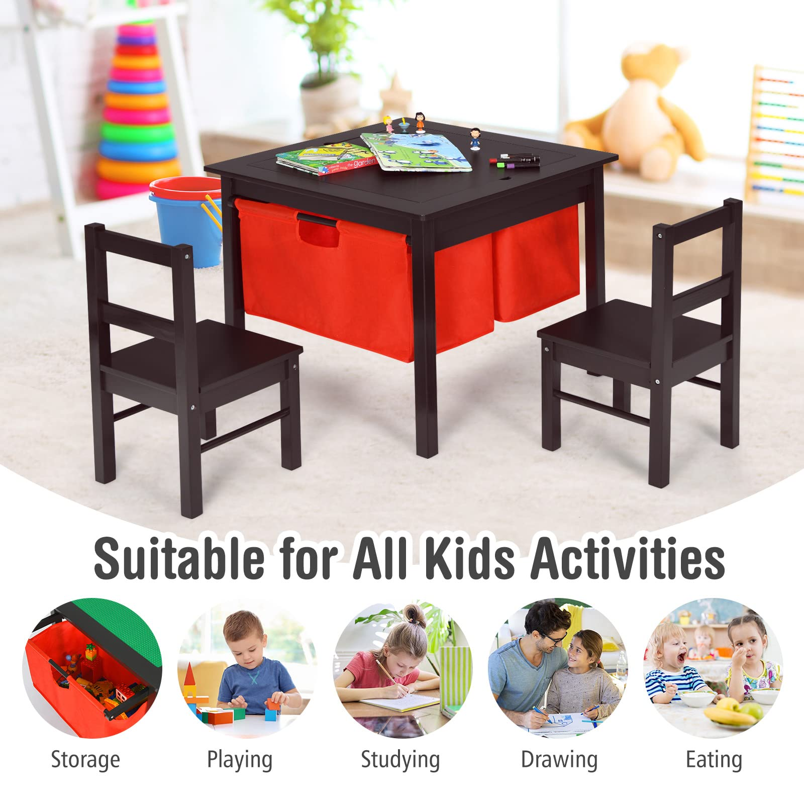 Costzon Kids Table, Children Wooden Activity Table