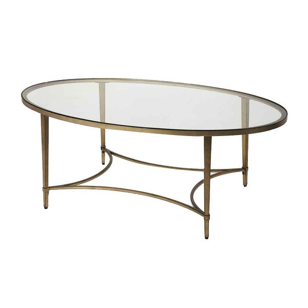 Monica Gold Distressed Metal Coffee Table - Oval