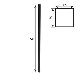 FORGERIGHT Newtown 2 in. x 2 in. x 6 ft. Black Aluminum Fence EndGate Post with Flat Cap 862460