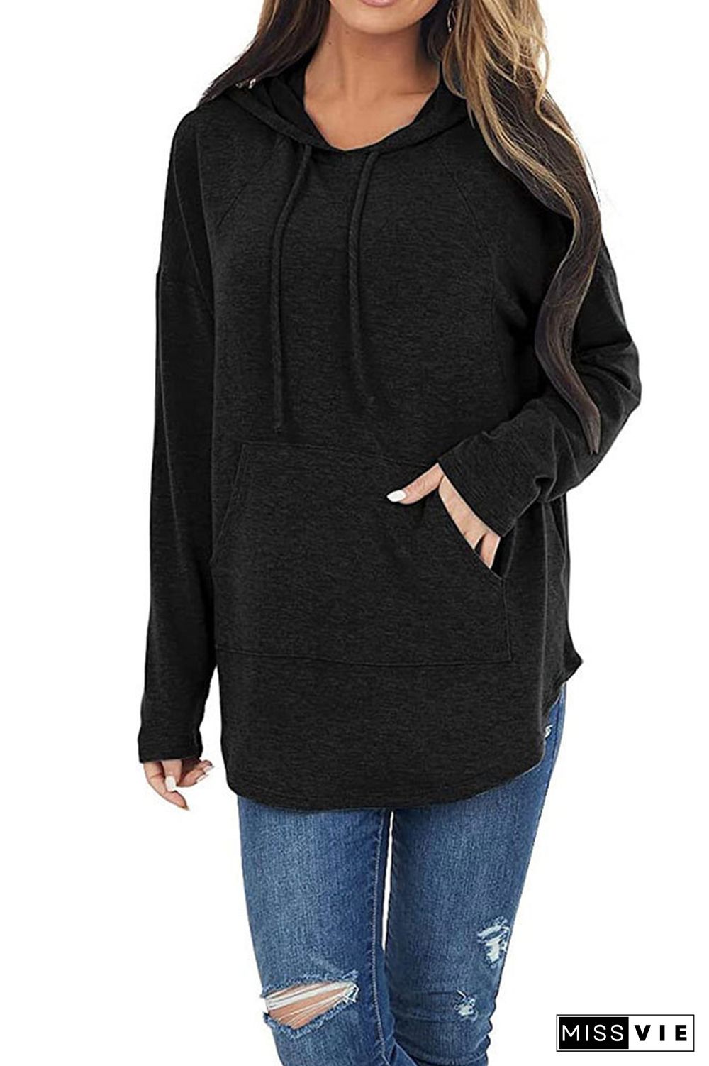 Solid Essential Pocket Hoodies Women Wholesale