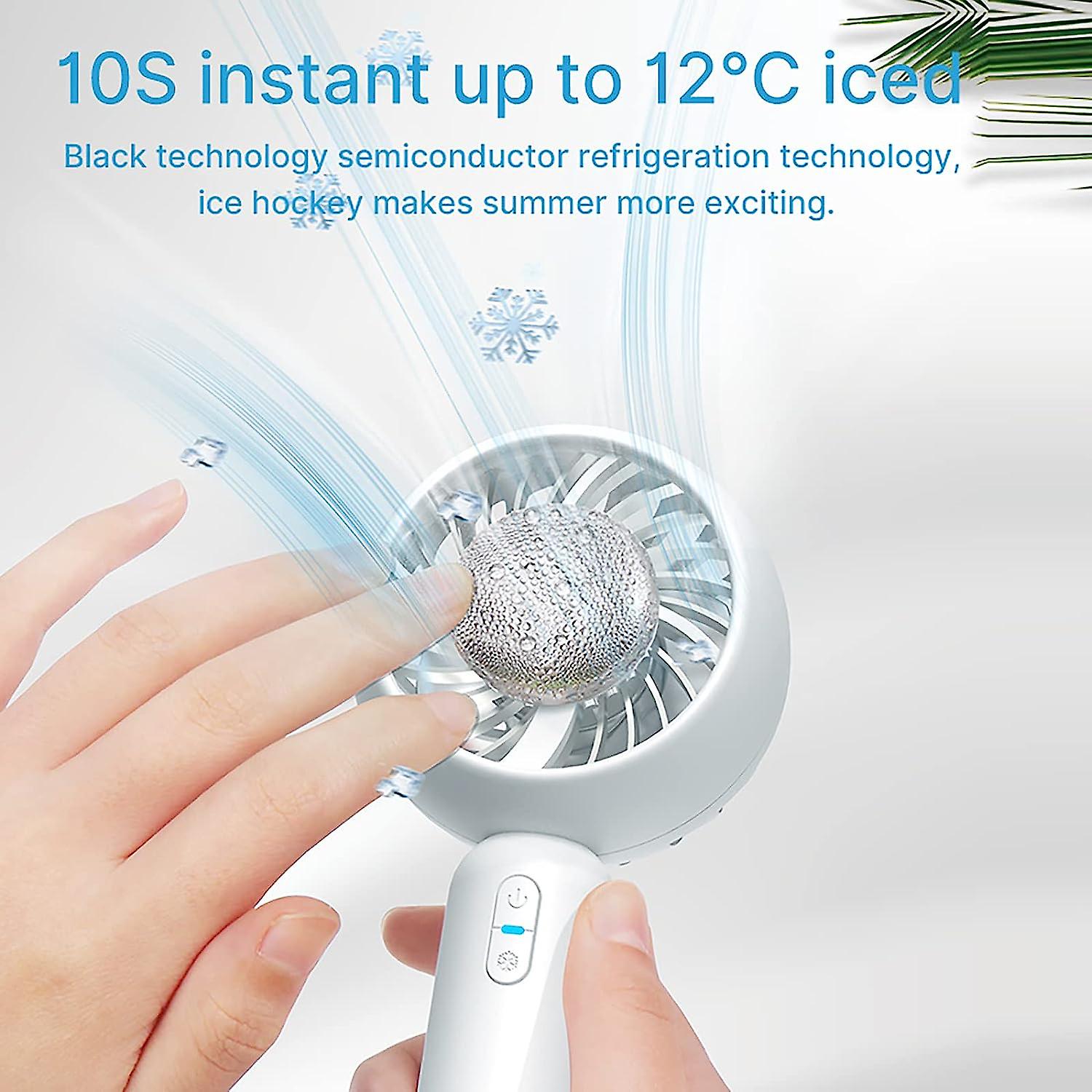 Handheld Cool Fan， [ice Hockey Cooling] Mini Portable Hand Fan，summer Usb Rechargeable Personal Fan， Small Fan With 3 Speeds And For Travel/commute/ma