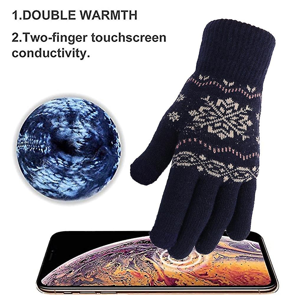 Women Girls Touch Screen Winter Gloves Soft Warm Knit Mittens Gloves