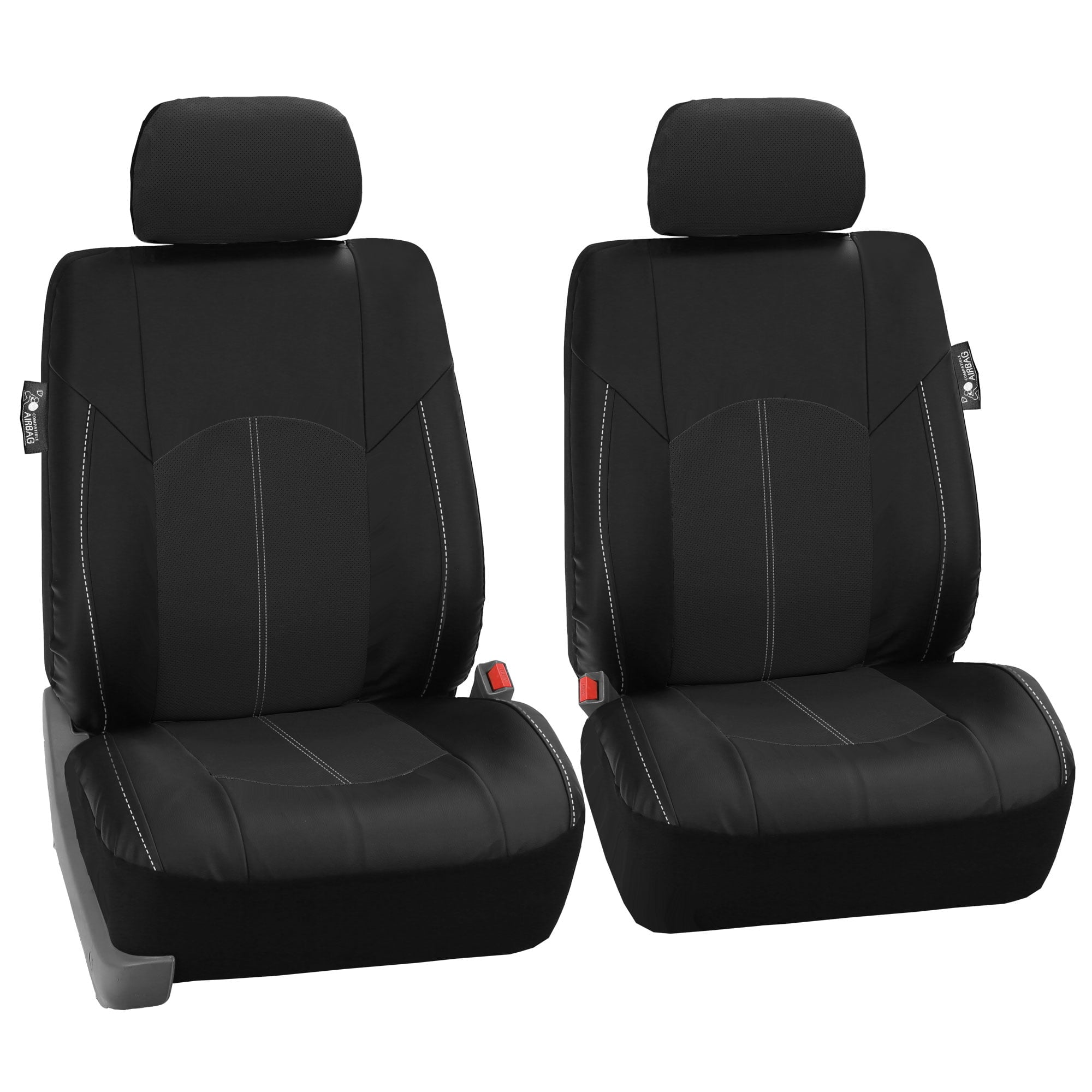 FH Group， Perforated Leather 3 Row Full Set Seat Covers for 7 Seaters SUV Van， 8 Colors