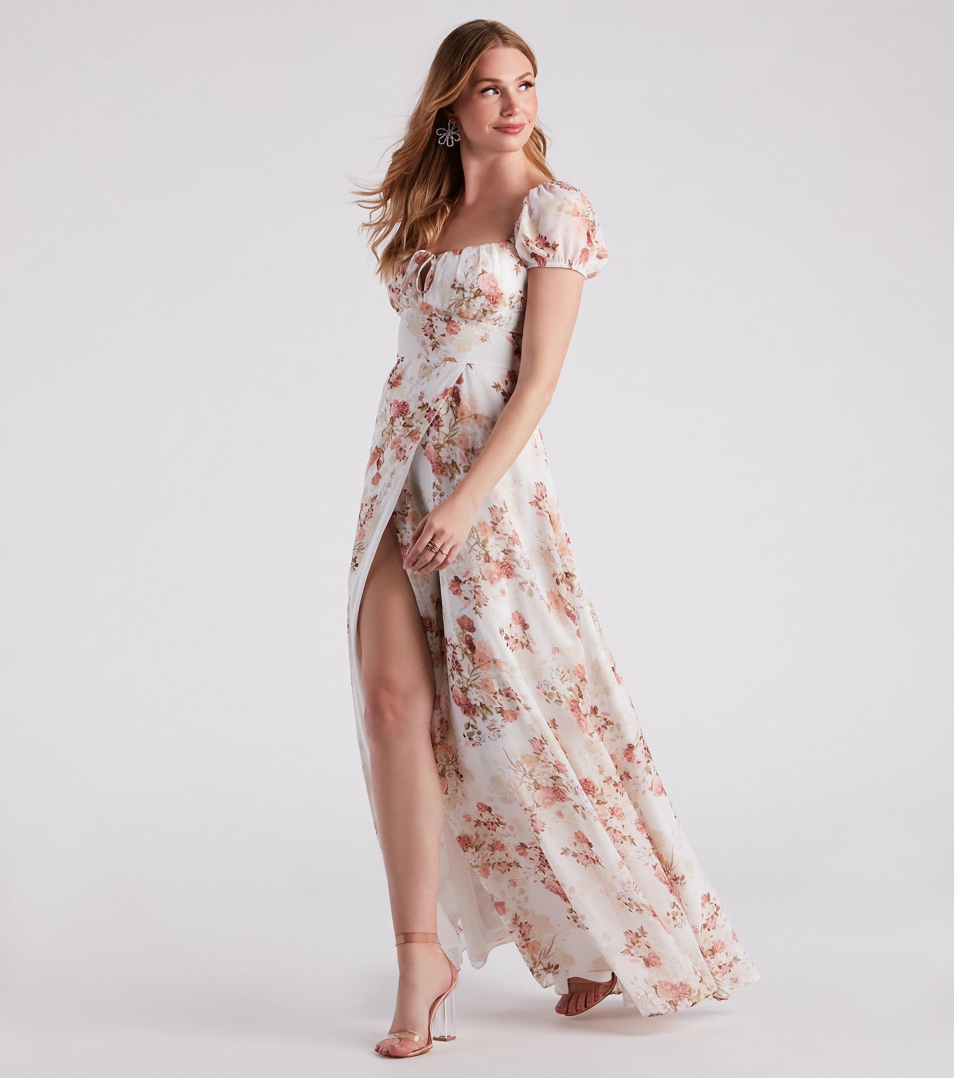 Sharon Formal Floral Chiffon A-Line Dress