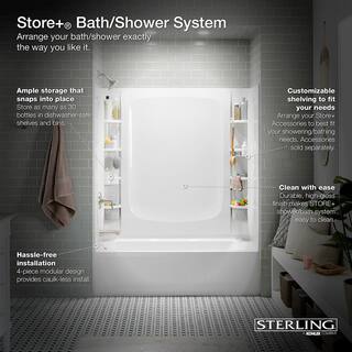 STERLING STORE+ 5 ft. Left-Hand Drain Rectangular Alcove Bathtub with Wall Set and 10-Piece Accessory Set in White 71171710-0-10