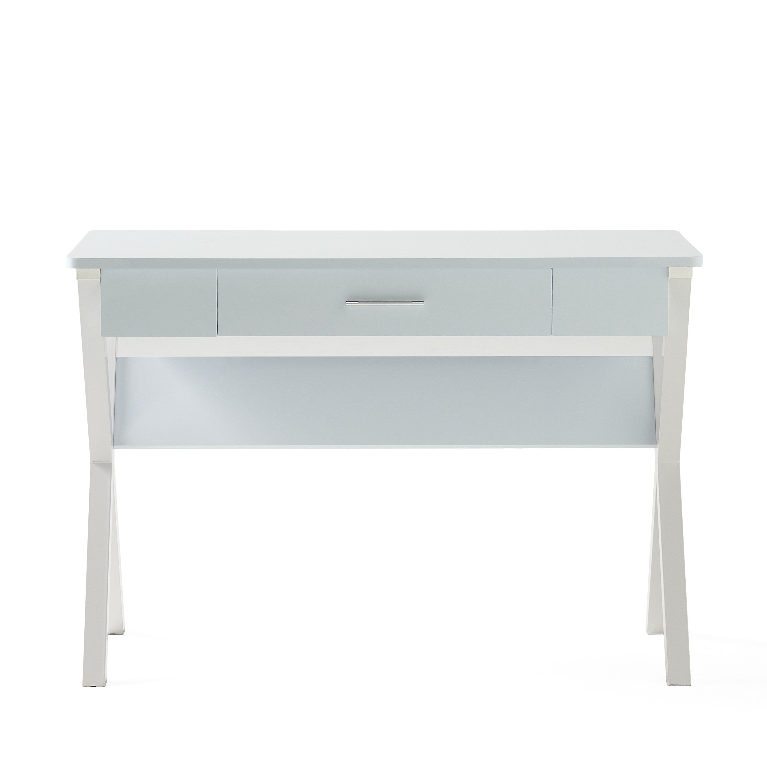 Monte Farmhouse Matte White Faux Wood Office Desk with Drawer