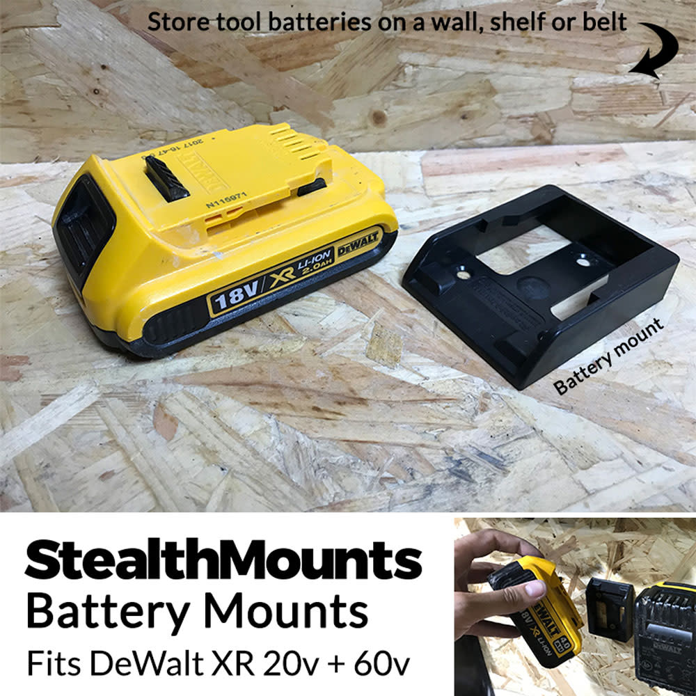 StealthMounts Battery Mount DEWALT XR 20V 60V Black 6pk ;