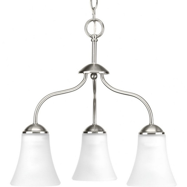 Progress Lighting Classic Collection 3 light Chandelier Brushed Nickel Etched Glass Shades