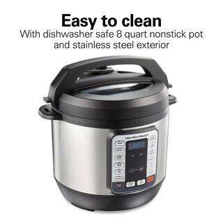 Hamilton Beach 8 Qt. Stainless Steel Electric QuikCook Pressure Cooker with 12-Preset Functions 34508