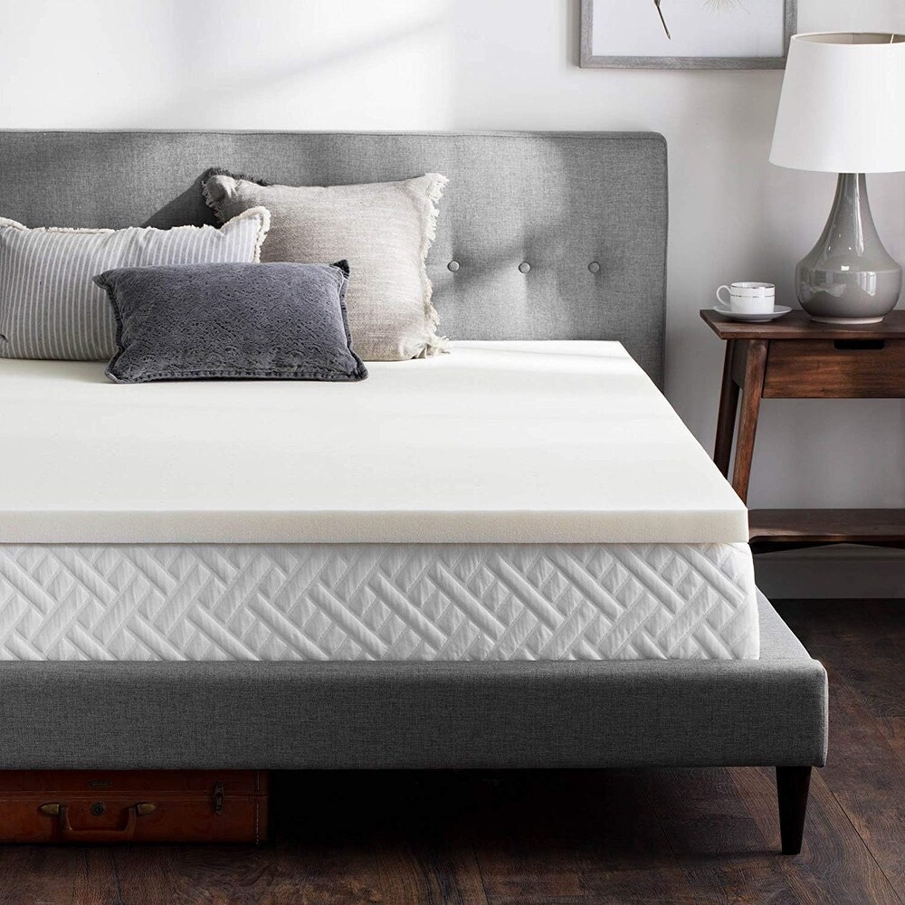 2 Inch Memory Foam Mattress Topper   Off White