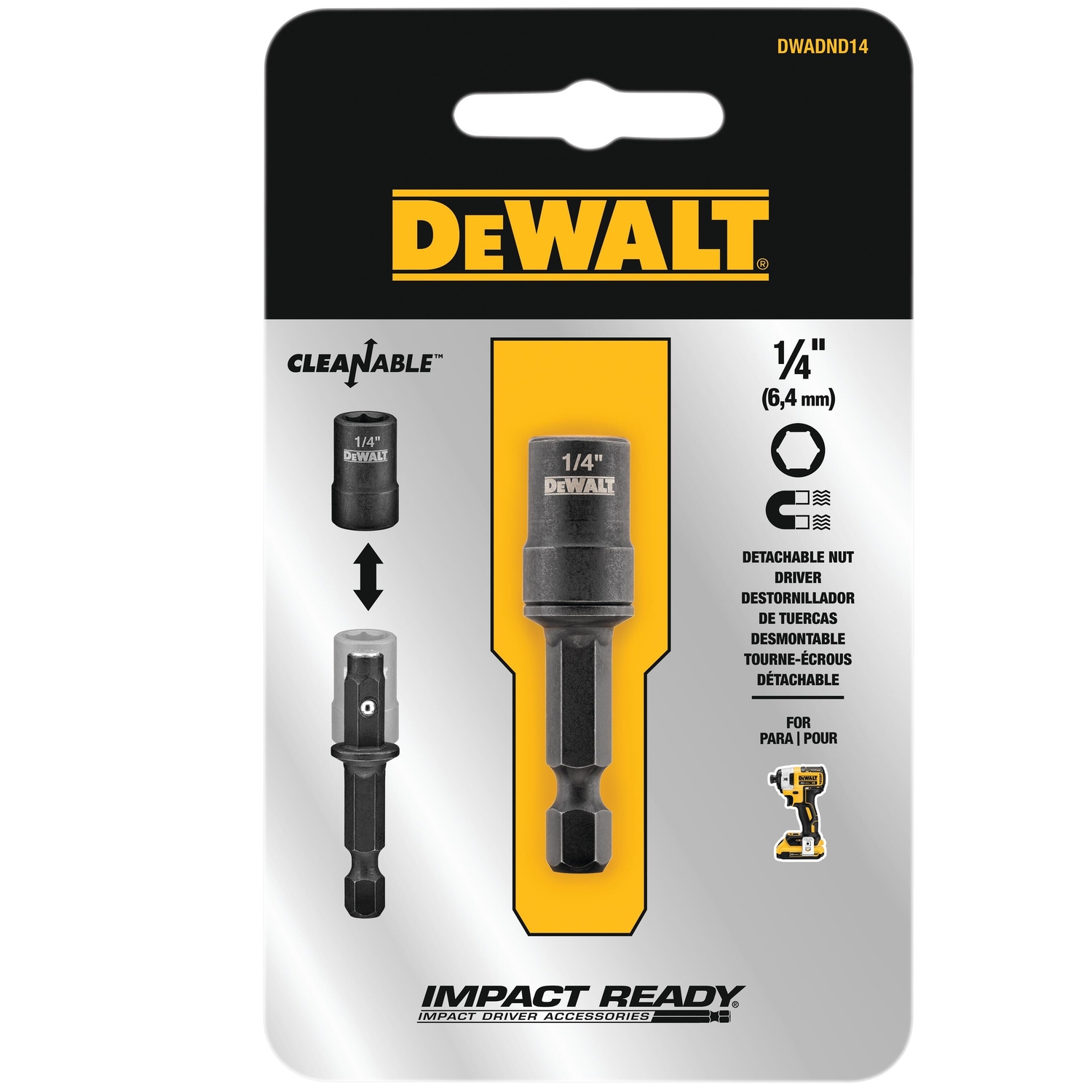 DW Impact Ready 1/4 in. X 2-9/16 in. L Black Oxide Nut Driver 1 pc