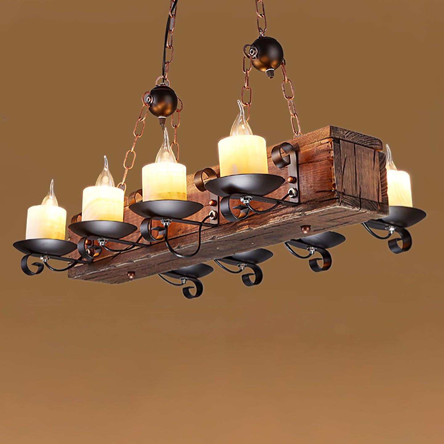 Nautical Industrial Style Wooden Chandelier