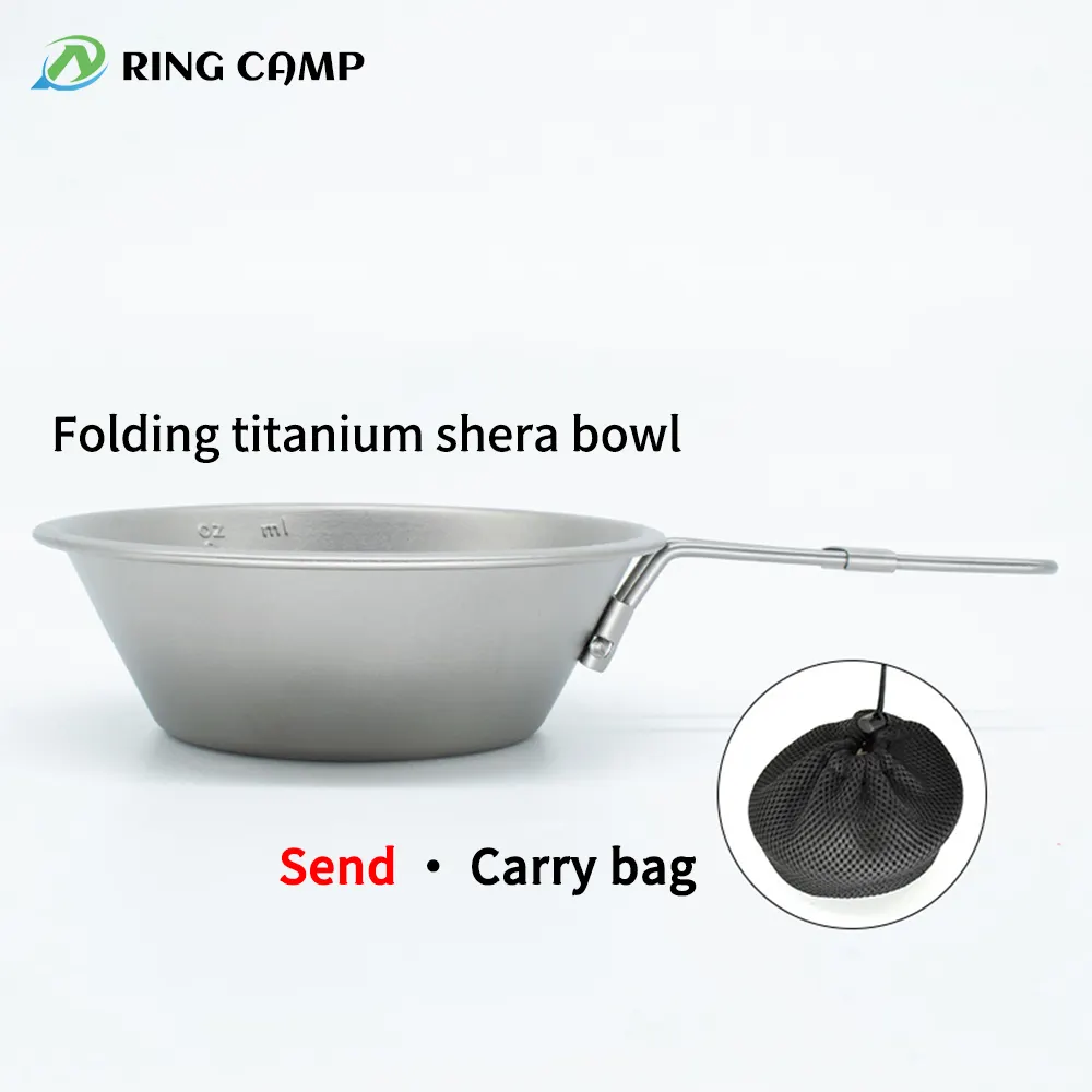 Ring camp high quality camping hiking outdoor bowls traveling camping custom logo 300Ml titanium kitchen bowls