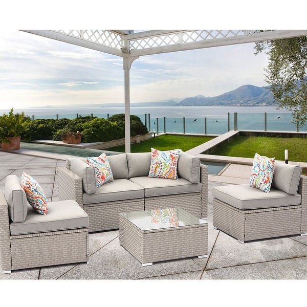 Cosiest 5piece Outdoor Patio Wicker Furniture Set with Coffee Table