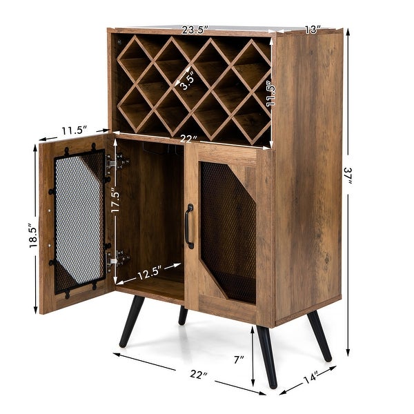 2-Door Kitchen Storage Bar Cabinet Buffet Sideboard w/ Wine Rack