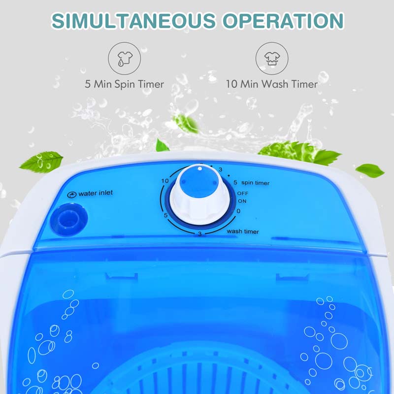 5.5lbs Portable Mini Washing Machine with Spin Dryer & Drain Hose, Semi-Auto Laundry Washer for Dorm RV