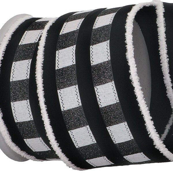 4X10y Edge Check Stripe Velvet Ribbon