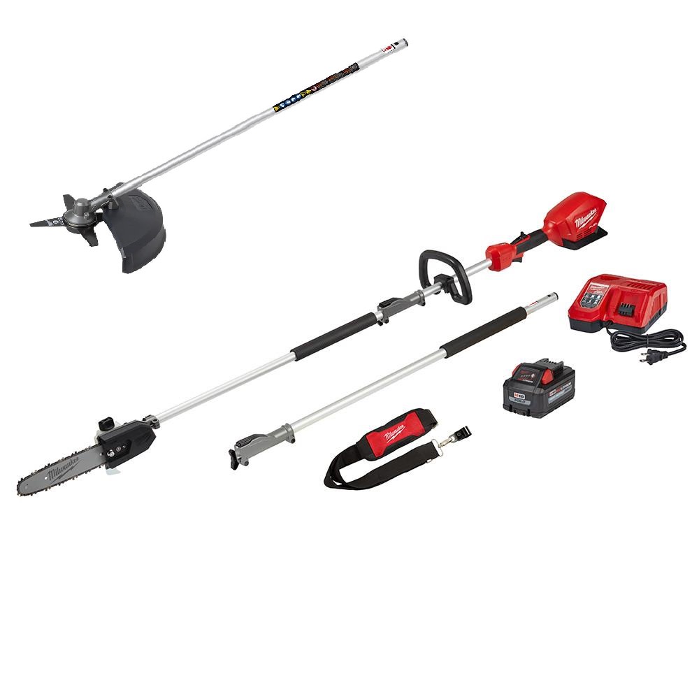 Milwaukee M18 FUEL QUIK-LOK 10 Pole Saw Kit & Brush Cutter Attachment Bundle