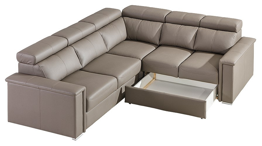 TOPIK Sectional Sleeper Sofa  Right Corner   Stone   Contemporary   Sleeper Sofas   by Table World  Houzz